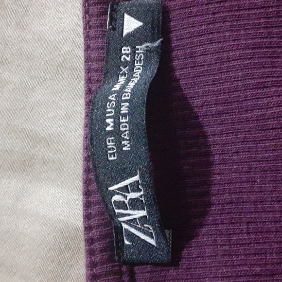 Zara Deep Purple Women's Ribbed Cropped Top Long Sleeve Size M Preppy Summer - Picture 6 of 7